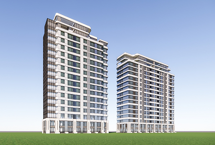 Modern Residential Building Simple High-rise Residential Building 3d model