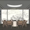 New Chinese-style private dining box 3d model