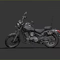 Black Classic Motorcycle With Leather Seat Rearview Mirrors And License Plate On Gray Mat