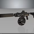 Modern Metallic Assault Rifle With Large Drum Magazine And Tactical Components