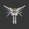 Colorful Sci Fi Robot Figure With White Green Wings And Yellow Accents