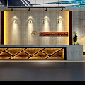 Modern Shop Front Desk Area With Chandeliers Sofa Seating And Decorative Mannequin