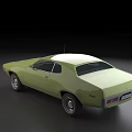Classic Light Green Two-Door Muscle Car With Sleek Front Design And Shiny Wheels