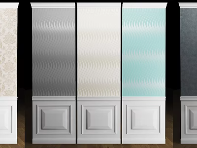 Textured Interior Wall Panels With Multiple Colors Various Patterns And White Decorative Base 3d model