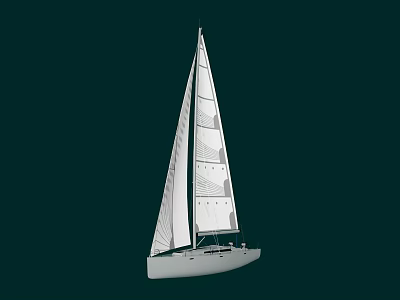 Sleek Sailboat Design With White Sails Tall Mast And Elegant Hull Structure 3d model