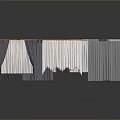 Elegant White Gray Curtain Drapes With Pleated Design For Home Interior