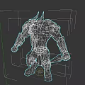 Muscular Mythical Warrior Game Movie Character With Goat Horns Armor And Weapon