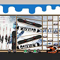 Wooden Ski Equipment Storage Rack Displaying Organized Skis Poles Boots And Helmets