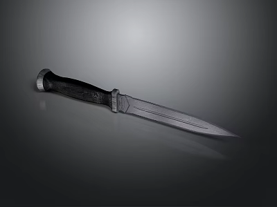 Tactical Weapon Knife With Black Textured Handle And Sharp Metal Blade 3d model