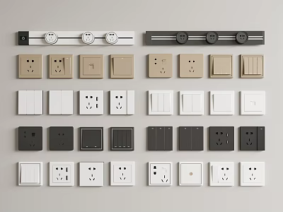 Various Colored Switch Panels with Different Designs in White Beige Black for Home Use 3d model