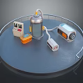 Industrial Machinery Setup on Circular Platform with Cylindrical Tank and Control Panel