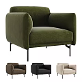 Modern Single Sofa Velvet Upholstered Comfortable Design With Black Metal Legs And Multiple Colors