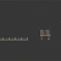 Architectural Scene Components With Stone Railing Platform and Square Frame