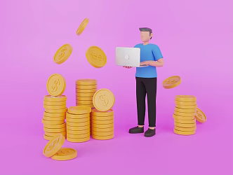 Modern Gold Coin Currency Cartoon Man Anime Man 3d model