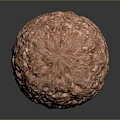 Red Spherical Food Ball With Textured Surface And Brown Particles On Dark Background 3d model