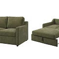 Olive Green Upholstered Convertible Sofa Bed With Sofa and Bed Modes