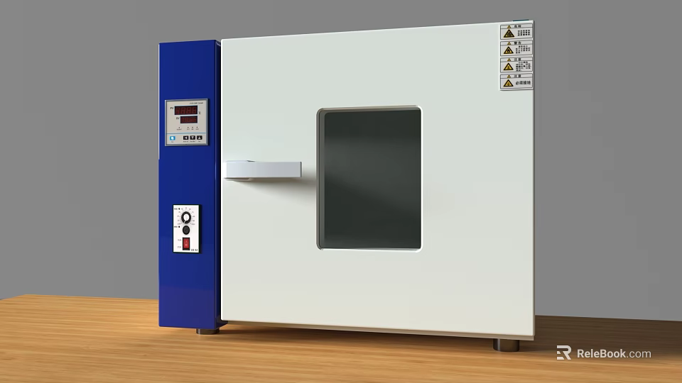 Laboratory Drying Oven Featuring White Blue Exterior Front Viewing Window Control Panel And Handle 3d model 