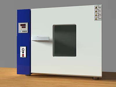 Laboratory Drying Oven Featuring White Blue Exterior Front Viewing Window Control Panel And Handle 3d model