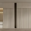 Modern Sliding Door Wardrobe With Vertical Striped Panels And Interior Storage