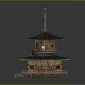 Traditional Wooden Pagoda Architecture With Multi Tiered Dark Tiled Roof And Wooden Structure