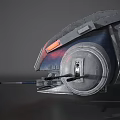 Futuristic Circular Spaceship 3D Model With Blue White Design And Transparent Cockpit