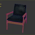 Wooden Armchair With Black Leather Upholstered Seat And Backrest Modern Design