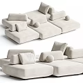 Modern Beige Modular Large Fabric Sectional Sofa With Various Soft Cushions For Cozy Living Room