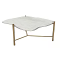 Modern Table and Chairs Set Featuring White Petal Shaped Top and Gold Metal Legs