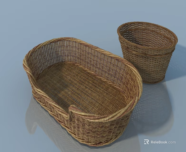 Modern Flush Door Design With Woven Baskets For Home Decoration 3d model 