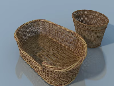Modern Flush Door Design With Woven Baskets For Home Decoration 3d model