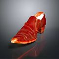 Stylish Red Leather Pointed Toe Shoes With Block Heel And White Lining