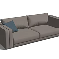Comfortable Light Gray Two Seater Sofa with Blue Pillow Modern Design for Living Room 3d model