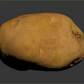 Single Ripe Orange Potato on Black Background with Shiny Reflection Surface 3d model