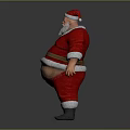Festive Decorative Ornament Set with Santa Claus Red Outfit White Trim and Standing Pose
