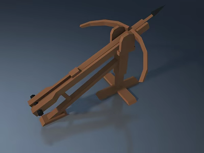 Wooden Ancient Style Landscape Sculpture With Bow Shaped Structure And Metal Tip 3d model
