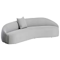 Multi Person Sofa in Light Gray and Navy Blue with Curved Design and Pillow