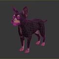 Small Black and Brown Dog with Erect Ears Standing on Gray Smooth Surface