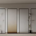 Modern Room Dividers With Frosted Glass Gradient Grid Patterns And Potted Plant