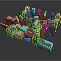 Scene Building Model Components With Various Shapes Sizes Gray Brown Stones Bricks