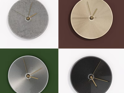 Round Wall Clocks With Concentric Circle Design And Gold Hands In Various Colors 3d model