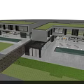 Modern Detached Villa Exterior Design With Swimming Pool And Large Glass Windows