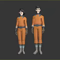 Game And Movie Characters In Orange Uniforms With Blue Yellow Stripes Caps On Gray Background
