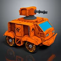 Orange Toy Tank With Turret Cannon Blue Window And Textured Wheels