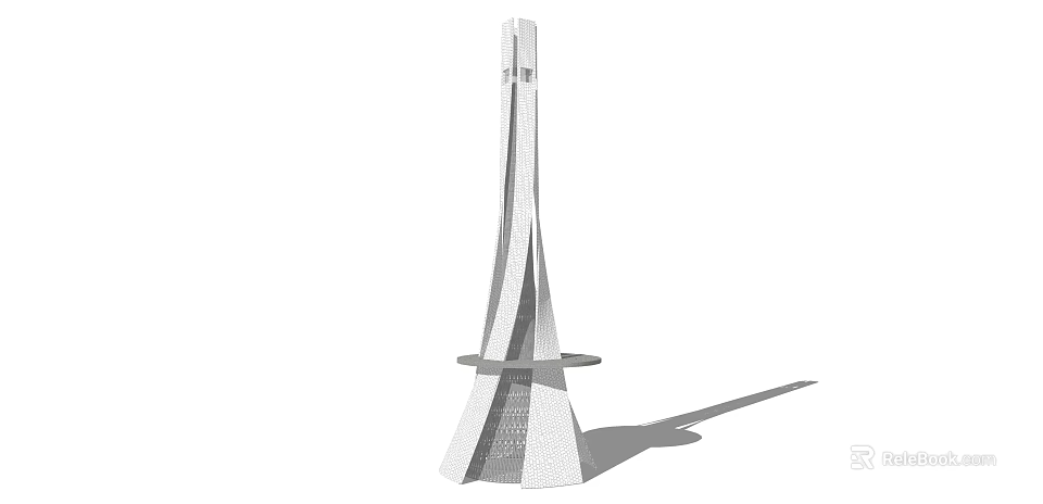 Modern Tower Architectural Design With Sleek Structure Base Support And Shadow Effect 3d model 