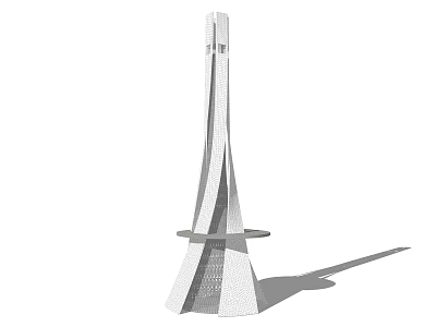 Modern Tower Architectural Design With Sleek Structure Base Support And Shadow Effect 3d model