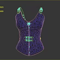 Stylish Blue Leopard Print Corset With Front Buttons And Decorative Straps