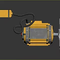Yellow Electric Motor With Black Cable Metal Casing And Rotating Blade Structure 3d model