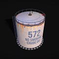 Rusty Crude Oil Storage Tank With Number 572 No Smoking Sign Ladder And Railing