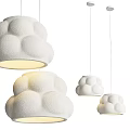 Multiple White Cloud Shaped Pendant Lights With Textured Rounded Bumps Surface Design 3d model