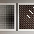 Modern Ceiling Design With Grid Pattern Dots And Striped Rectangular Elements